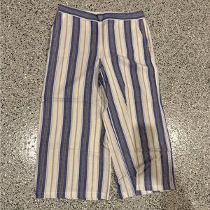 LOFT Women’s Blue and White Striped Casual Pants